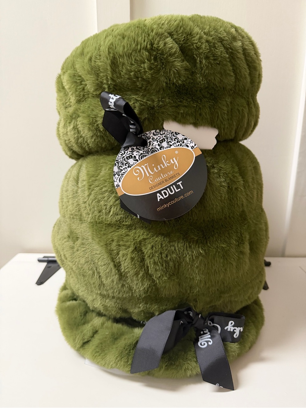 Camp Green Adult Size HUGS Minky Couture Plush Blanket